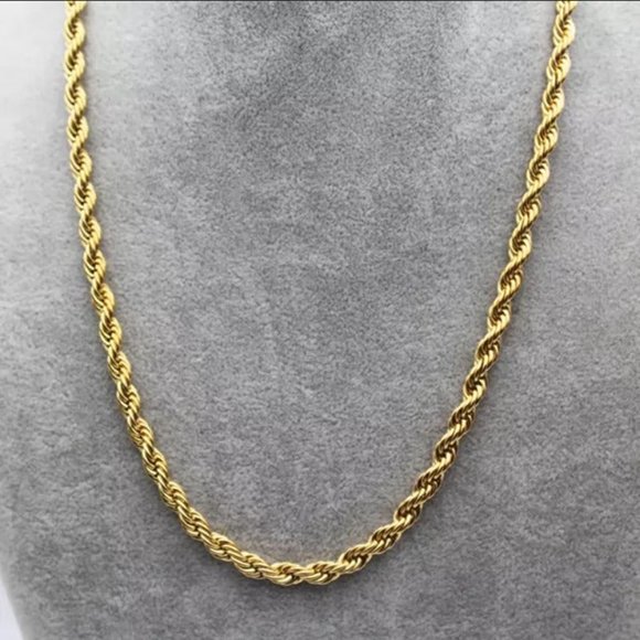 22" Mens 18K Gold Twisted Rope Style Chain Necklace 22 inch 18 Karat NEW Jewelr - Picture 6 of 9